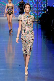 Dolce & Gabbana Spring 2012 Crystal Encrusted Natural Cocktail Dress - Lyst