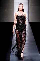 Gianfranco Ferré Spring 2012 Sheer Sleeveless Feather Gown In Black