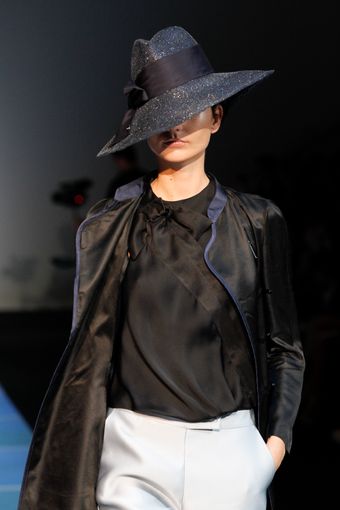 Giorgio Armani Spring 2012 Black Sleeveless Top With Bow Accent - Lyst