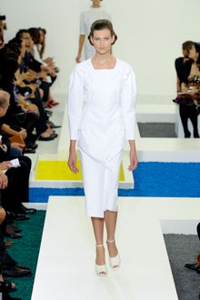Jil Sander Spring 2012 Square Neck Bow Sleeve Bright White Dress - Lyst