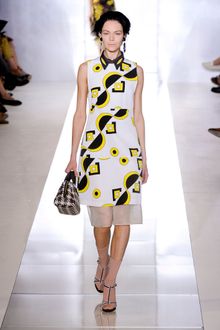 Marni Spring 2012 Multicolor Geometric Print Knee Lenght Dress With White Organza Underpinning - Lyst