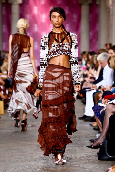 Missoni Spring 2012 Multi Print Ruffled Crop Top  in White - Lyst