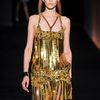 Roberto Cavalli Spring 2012 Gold Sequin Cocktail Dress With Psychedelic Multi Print Detail in Gold - Lyst