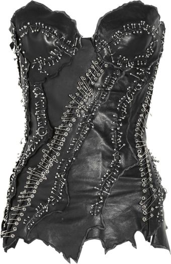 Balmain Embellished Leather Bustier - Lyst