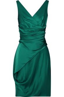 Lela Rose Ruched Silk-satin Dress - Lyst