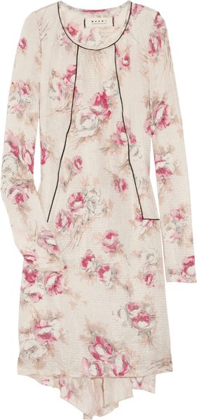 Marni Printed Jacquard Silkblend Dress in Beige (cream) - Lyst