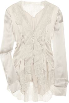 Philosophy di Alberta Ferretti Lace-trimmed Silk-satin Blouse - Lyst