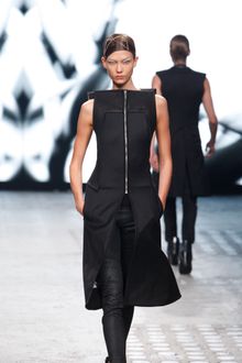 Gareth Pugh Spring 2012 Sleeveless Zipped Long Structured Jacket In Black - Lyst