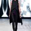 Gareth Pugh Spring 2012 Black Asymmetric Sleeveless Long Coat With Leather Trimms in Black - Lyst