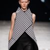 Gareth Pugh Spring 2012 Black And White Long Asymmetric Sleeveless Coat With High Collar in Black - Lyst