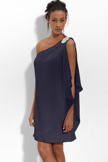 Js Boutique Embellished One Shoulder Chiffon Dress - Lyst