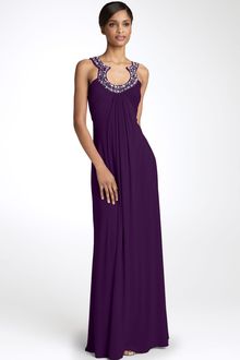 Js Boutique Bead Neck Jersey Gown - Lyst
