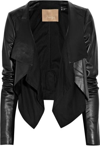 Max Azria Cotton-paneled Leather Jacket - Lyst