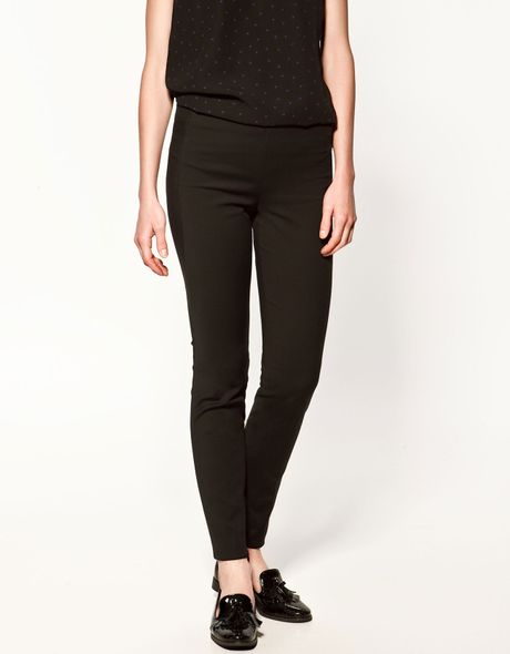 Zara Leggings with Zip At The Hem in Black | Lyst Zara Leggings with Zip At The Hem in Black | Lyst