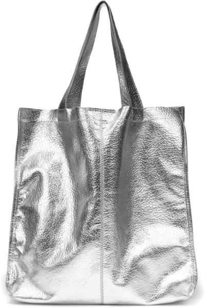 Zara Metallic Shopper in Silver - Lyst