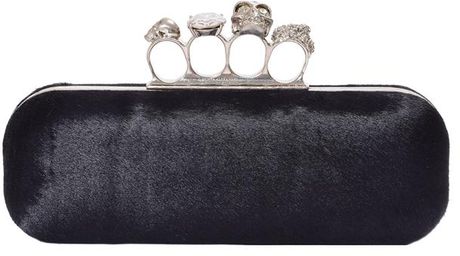 Alexander Mcqueen Calf Hair Knuckle Duster Clutch in Purple - Lyst