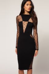 ASOS Collection Asos Pencil Dress with Spot Mesh Insert