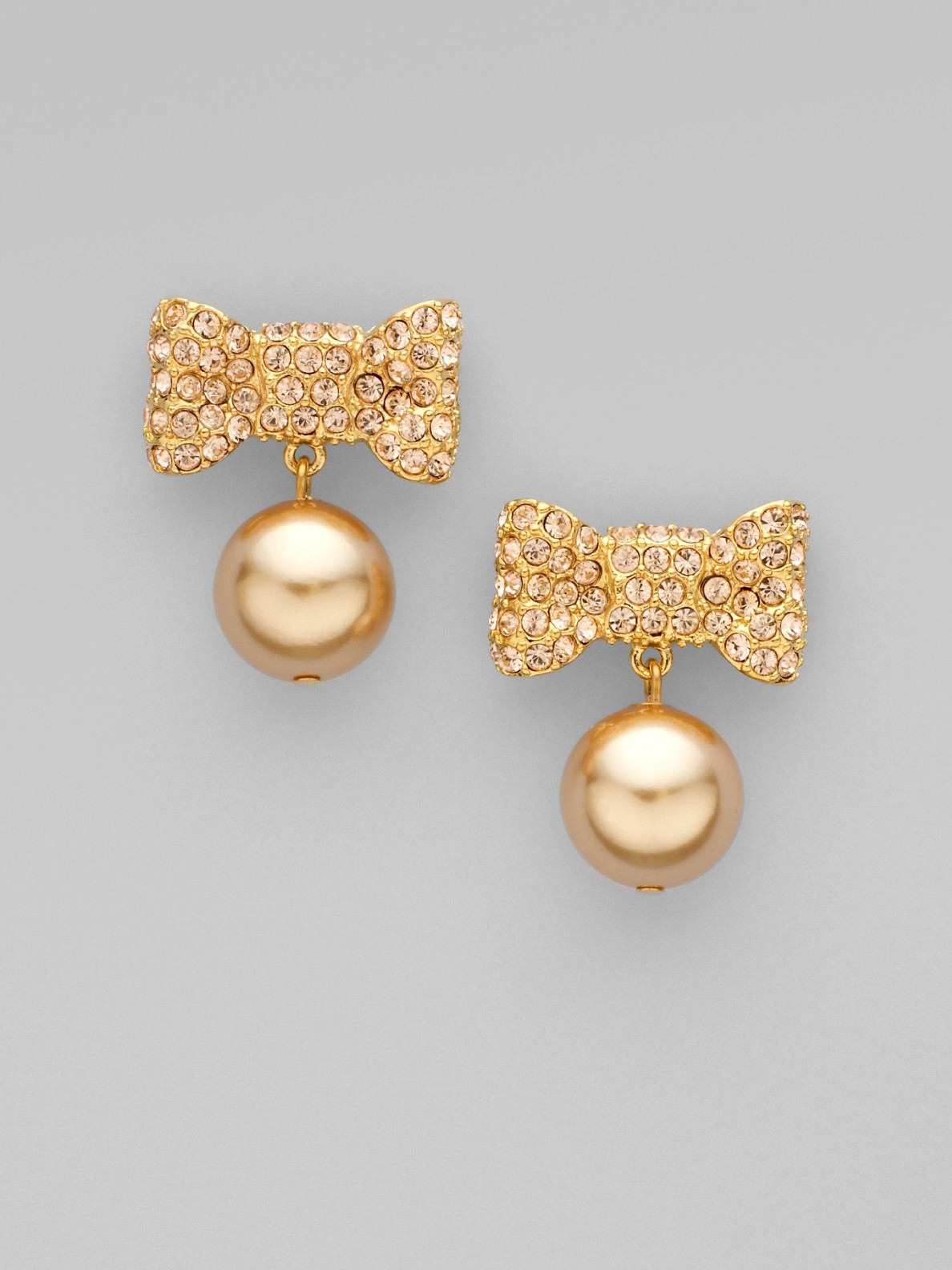 Kate Spade Pavé Bow Accented Drop Earrings in Gold Lyst