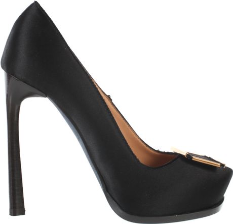 black satin stiletto heels