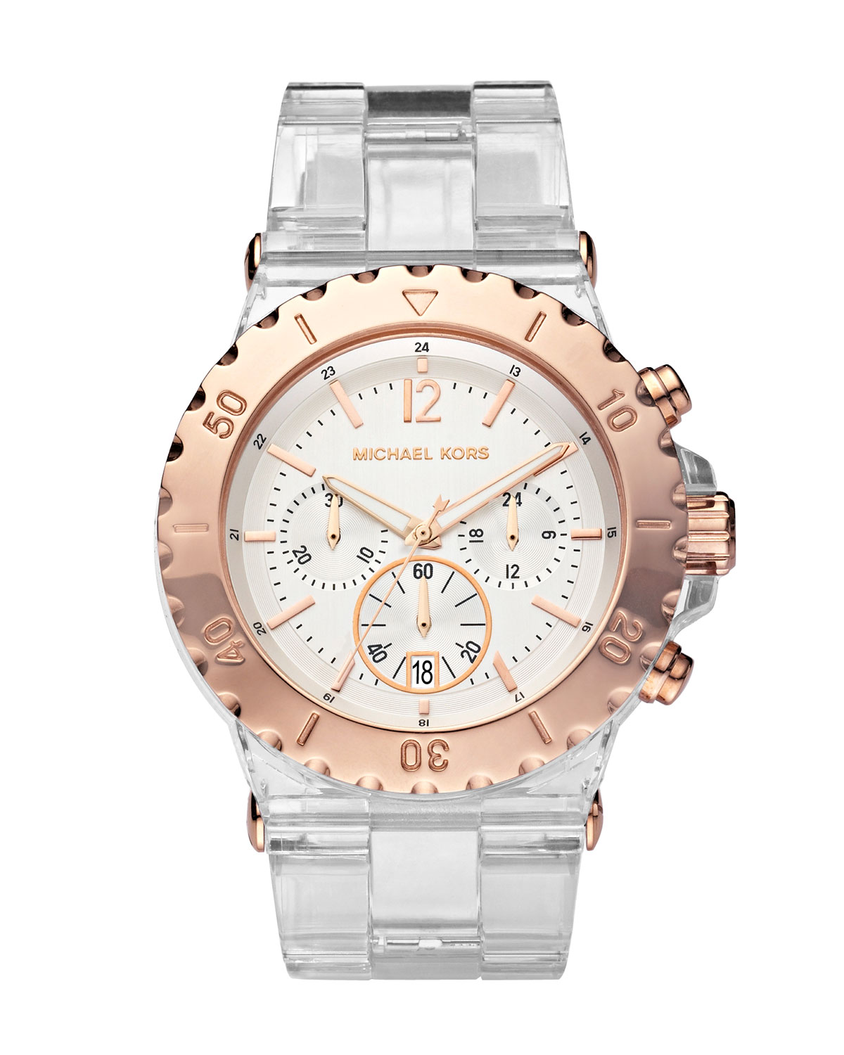Michael Kors Clearbracelet Chronograph Watch in Silver Lyst