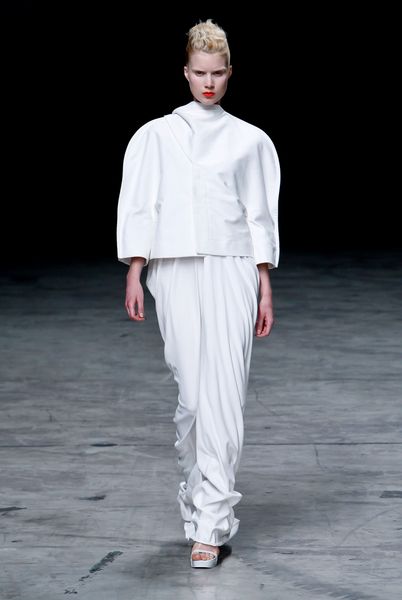 Rick Owens Spring 2012 Bright White HoodNeck Cape Jacket  in White - Lyst