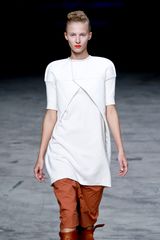 Rick Owens Spring 2012 White Structured Tunic Top With Short Sleeves