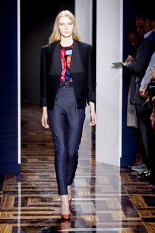 Balenciaga Spring 2012 Denim Pants Belted To The Waist Pleated Through The Tigh - Lyst