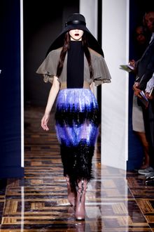 Balenciaga Spring 2012 Mid Length Fringed Purple & Black Skirt  - Lyst