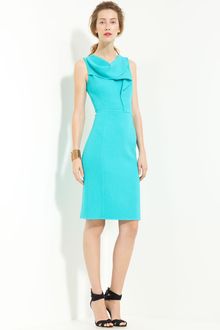 Oscar de la Renta Cascading Cowl Neck Wool Crepe Dress - Lyst