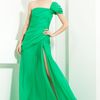 Oscar De La Renta Crinkled Chiffon One Shoulder Gown in Green - Lyst