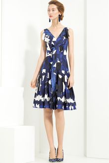 Oscar de la Renta Printed Silk Twill Dress - Lyst
