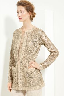 Oscar de la Renta Laser Cut Leather Jacket - Lyst