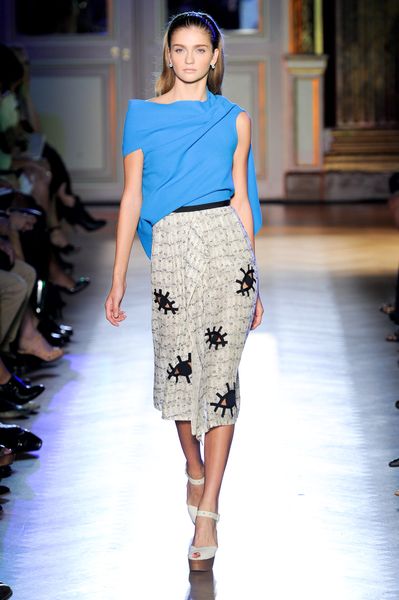 Roland Mouret Archie Appliquéd Cottonblend Skirt in White - Lyst