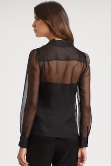 St. John Silk Organza Tuxedo Blouse - Lyst