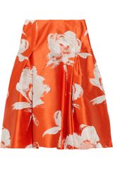 Carolina Herrera Floral Taffeta A-line Skirt