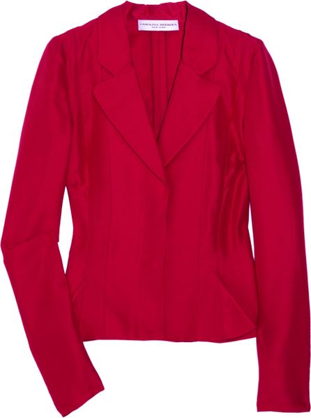 Carolina Herrera Peplum Faille Jacket in Red - Lyst