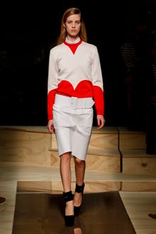 Celine Spring 2012 White Belted Slim Skirt - Lyst