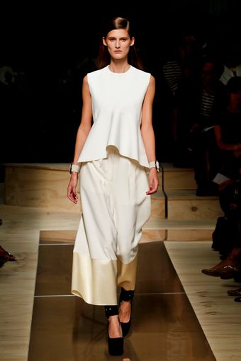 Celine Spring 2012 White Maxi Skirt with Satin Contrast - Lyst