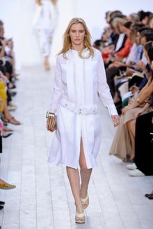 Chloé Spring 2012 White Knee Length Shirt Dress With Perforated Sleeves - Lyst