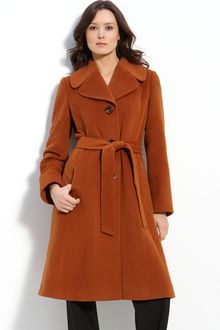 Ellen Tracy Belted Notched Collar Coat - Lyst
