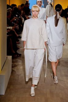 Hermes Spring 2012 Cream Leather Crop-Sleeve Jacket  - Lyst