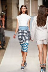 Loewe Spring 2012 Blue Print Knee Lenght Pencil Skirt