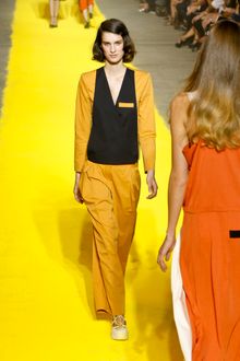Sonia Rykiel Spring 2012 Tailored Mustard Wide-Leg Trouser - Lyst