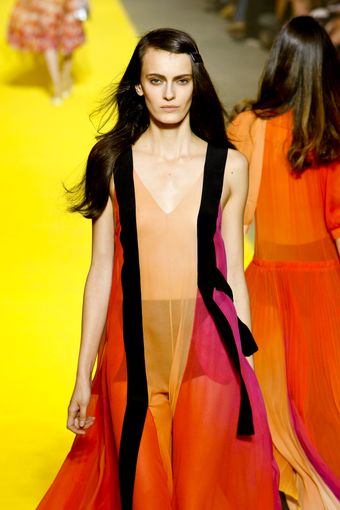 Sonia Rykiel Spring 2012 Sleeveless Sheer Color Contrast Gown - Lyst