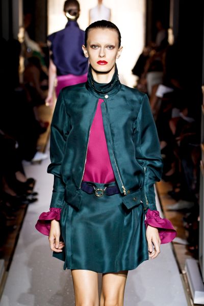 Yves Saint Laurent Spring 2012 Navy Leather Belt With Golden Buckle in Blue - Lyst