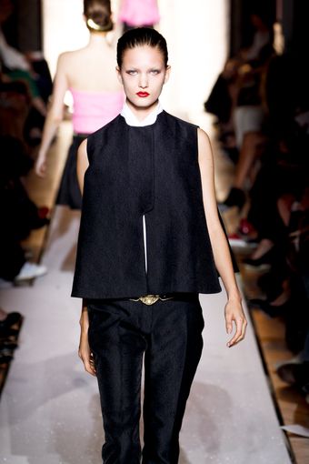 Yves Saint Laurent Spring 2012 Navy Sleeveless Cape Jacket  - Lyst