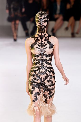 Alexander McQueen Leather Lace Dress - Lyst