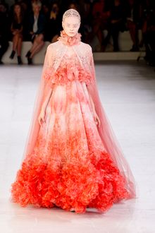 Alexander McQueen Spring 2012 Pink Embellished Tulle Cape With Ruffle High Collar - Lyst
