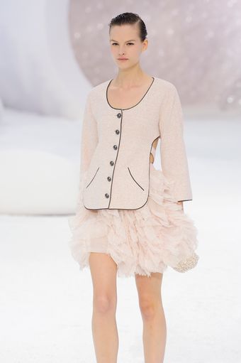Chanel Spring 2012 Pink Cut Out Long Sleeve Jacket with Black Trimming - Lyst
