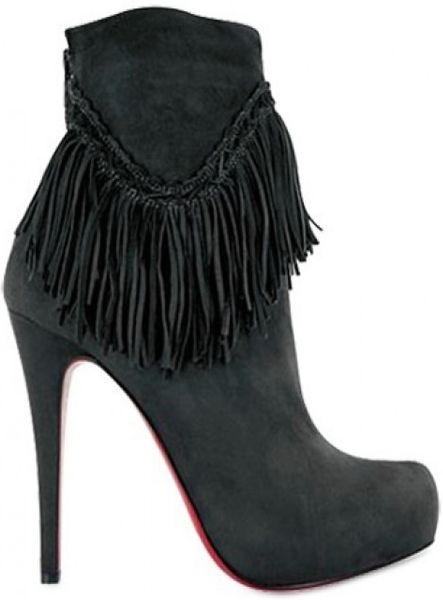 Christian Louboutin 120 Mm Rom Fringe Suede Boots in Black - Lyst